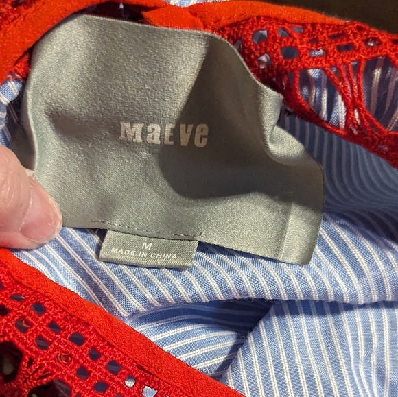 Medium Maeve anthropology swing knit sleeve summer horizontal pinstripe denim - Picture 8 of 8